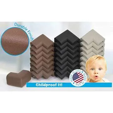 KidKusion 4-Piece Safety Corner Cushion, Black, Child Proofing Corner Guard, Made in USA, Child Safety, Home Furniture Safety Bumper, Baby Proof Table Protector, 4 Count (Pack of 1)