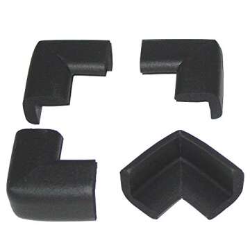 KidKusion 4-Piece Safety Corner Cushion, Black, Child Proofing Corner Guard, Made in USA, Child Safety, Home Furniture Safety Bumper, Baby Proof Table Protector, 4 Count (Pack of 1)