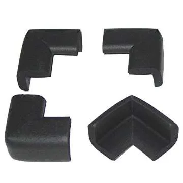 KidKusion 4-Piece Safety Corner Cushion, Black, Child Proofing Corner Guard, Made in USA, Child Safety, Home Furniture Safety Bumper, Baby Proof Table Protector, 4 Count (Pack of 1)