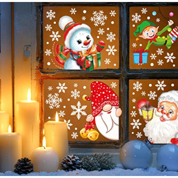 Moon Boat Christmas Window Clings 350PCS Snowflake Decor