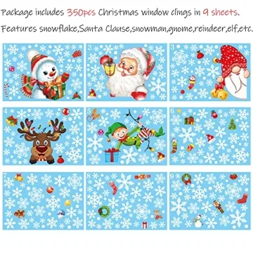 Moon Boat Christmas Window Clings 350PCS Snowflake Decor