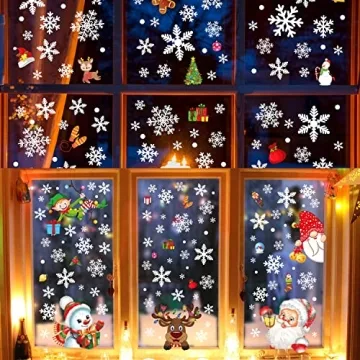 Moon Boat Christmas Window Clings 350PCS Snowflake Decor