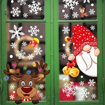 Moon Boat Christmas Window Clings 350PCS Snowflake Decor