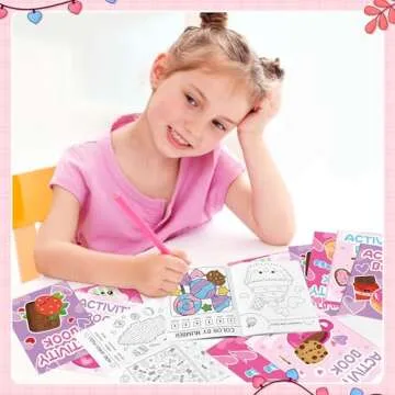 Valentine’s Day Activity Books for Kids - 24Pcs Desserts Theme Mini Games Coloring Book Set Bulk Mazes Word Search Word Scramble Games for Valentines Party Goodie Bags Stuffers School Classroom Favors