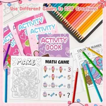 Valentine’s Day Activity Books for Kids - 24Pcs Desserts Theme Mini Games Coloring Book Set Bulk Mazes Word Search Word Scramble Games for Valentines Party Goodie Bags Stuffers School Classroom Favors
