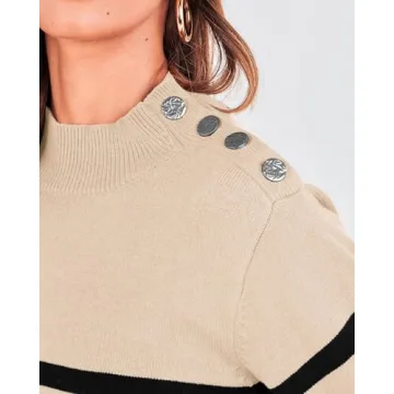 KIRUNDO Women's Cozy Striped Pullover Sweater for Fall