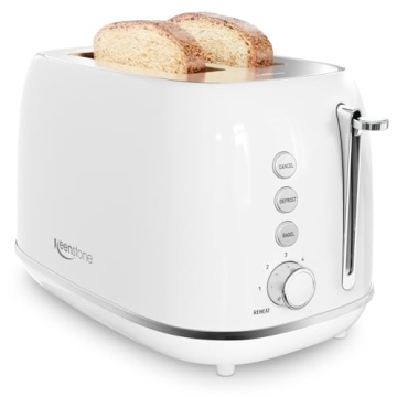 Keenstone Toaster 2 Slice, Retro Wide Slot Stainless Steel Toaster with 6 Browning Levels, Reheat & ...