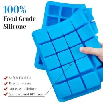 CLUEWR Large Square Gummy Molds, 40 Cavity Caramel Molds Silicone Non-stick Candy Molds Chocolate Molds for Fudges, Fat Bombs, Ice Cubes, Jellies, 2 PCS
