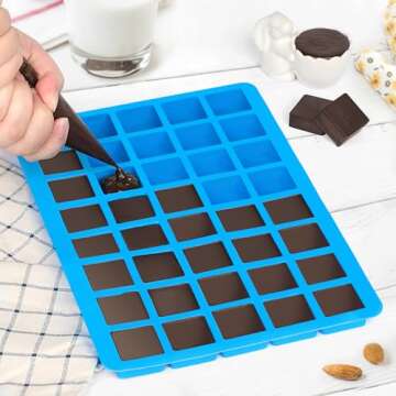 CLUEWR Large Square Gummy Molds, 40 Cavity Caramel Molds Silicone Non-stick Candy Molds Chocolate Molds for Fudges, Fat Bombs, Ice Cubes, Jellies, 2 PCS