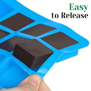 CLUEWR Large Square Gummy Molds, 40 Cavity Caramel Molds Silicone Non-stick Candy Molds Chocolate Molds for Fudges, Fat Bombs, Ice Cubes, Jellies, 2 PCS
