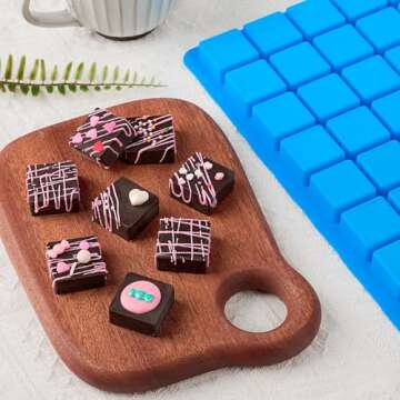 CLUEWR Large Square Gummy Molds, 40 Cavity Caramel Molds Silicone Non-stick Candy Molds Chocolate Molds for Fudges, Fat Bombs, Ice Cubes, Jellies, 2 PCS