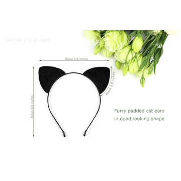 Black Cat Ears Headband - Furry Padded Accessory