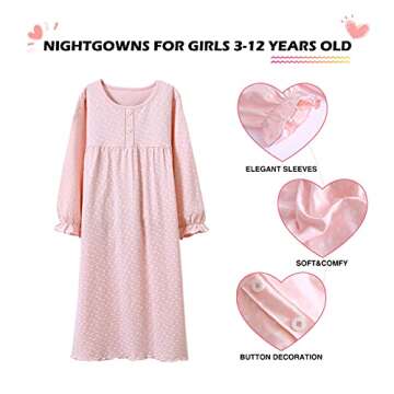 BANGSAUR Girls' Dress Set Cotton Sleepshirts, Heart Print Princess Daily Dress, 2-Pack Casual Dress ...