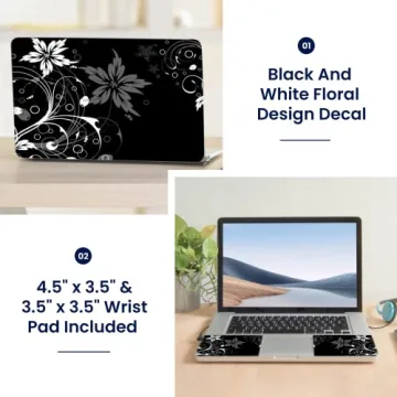 LSS 15 15.6 Laptop Notebook Skin Sticker with 2 Wrist Pads - Reusable Cover Protector Vinyl Sticker ...