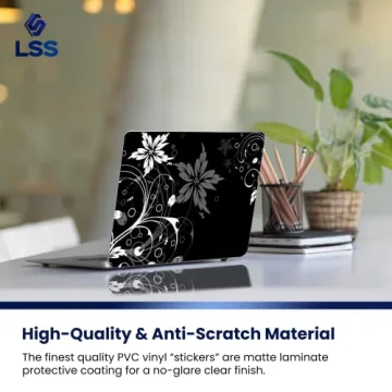 Stylish Black and White Floral Laptop Skin Sticker
