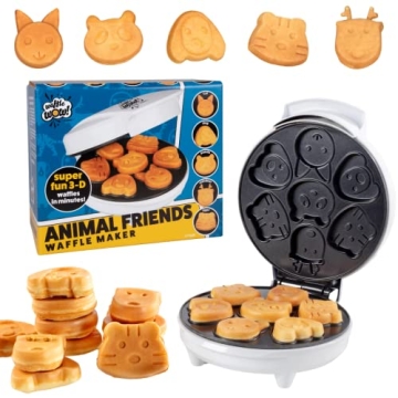 Animal Mini Waffle Maker with 7 Shapes for Fun Breakfasts