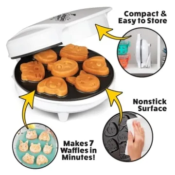 Animal Mini Waffle Maker with 7 Shapes for Fun Breakfasts