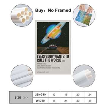 EVERYBOOY WANTS TO RULE THE WORLD 1985 Tears For Fears Canvas Poster Bedroom Decoration Landscape Of...