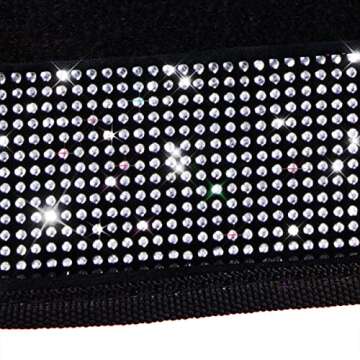 CAR PASS Bling Diamond Car Floor Mats, Shining Rhinestone Carpet Sparkly Glitter Crystal with Anti-Slip PVC Heel Pad Waterproof Universal Fit Automotive SUV,Sedan,Van,Cute Girl Women,4pcs Black Sliver