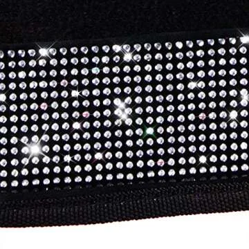 CAR PASS Bling Diamond Car Floor Mats, Shining Rhinestone Carpet Sparkly Glitter Crystal with Anti-Slip PVC Heel Pad Waterproof Universal Fit Automotive SUV,Sedan,Van,Cute Girl Women,4pcs Black Sliver