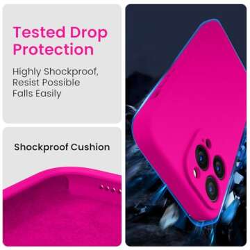 FireNova Designed for iPhone 13 Pro Max Case, Silicone [Camera Protection] Phone Case with [2 Screen Protectors], Soft Anti-Scratch Microfiber Lining Inside, 6.7 inch, Hot Pink