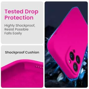 FireNova Designed for iPhone 13 Pro Max Case, Silicone [Camera Protection] Phone Case with [2 Screen Protectors], Soft Anti-Scratch Microfiber Lining Inside, 6.7 inch, Hot Pink