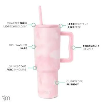 Simple Modern 40 oz Tumbler with Handle and Straw Lid | Insulated Cup Reusable Stainless Steel Water...