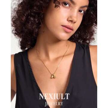 NEXIULT Bubble Letter Necklace 18K Gold Plated Balloon A-Z Initial Necklace for Women, Trendy Letter...