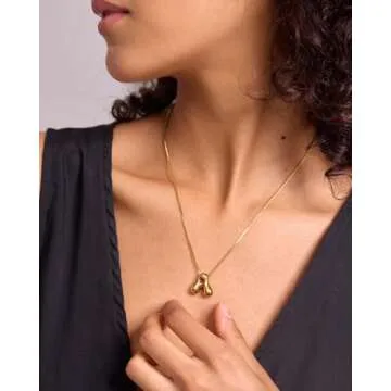 NEXIULT Bubble Letter Necklace 18K Gold Plated Balloon A-Z Initial Necklace for Women, Trendy Letter Pendant Choker Necklace Dainty Jewelry Gift (D, Gold Box Chain)