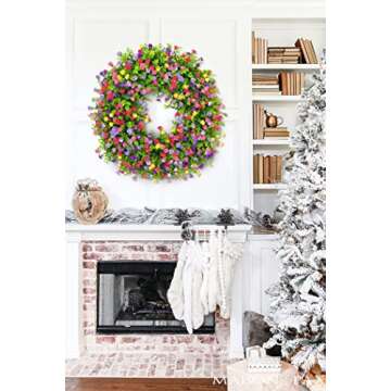 2022 New Decor Wreath, Versatile Decor Farmhouse Colorful Cottage Wreath, Durable and Stable Beautiful Artificial Spring and Summer Wreath, for Front Door or Spring Decorations for Home (17.8inches)
