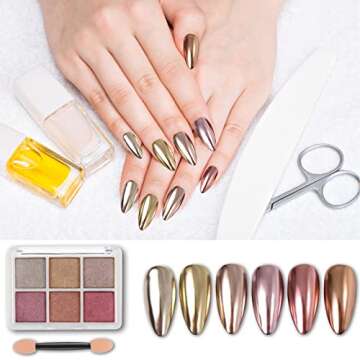 FRIUSATE 6 Colors Chrome Nail Powder for Stunning Nail Art