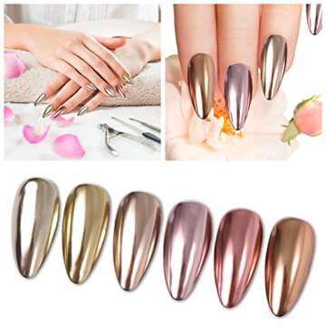 FRIUSATE 6 Colors Chrome Nail Powder for Stunning Nail Art