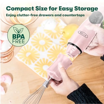 BELLA Immersion Hand Blender with Whisk Attachment