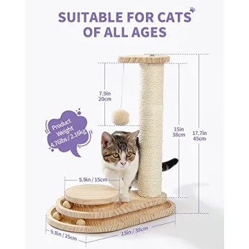 Made4Pets Interactive Cat Scratching Post - 17.7"