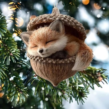 12PCS Forest Animal Acorn Ornaments - Cozy Woodland Holiday Decor