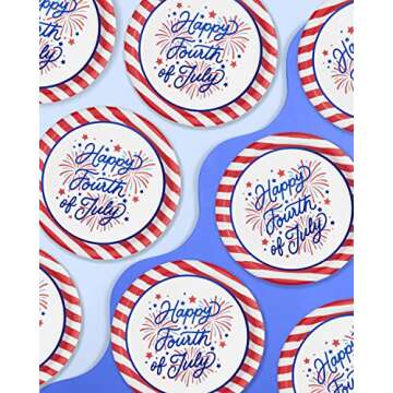 xo, Fetti Fourth of July Paper Plates - 25 pk, 9" | USA Party Favors, American Flag Party Supplies, ...