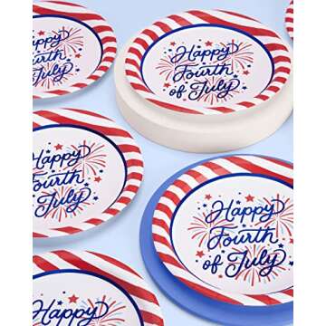 xo, Fetti Fourth of July Paper Plates - 25 pk, 9" | USA Party Favors, American Flag Party Supplies, 4th of July Decorations, Stars and Stripes Decor