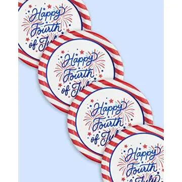 xo, Fetti Fourth of July Paper Plates - 25 pk, 9" | USA Party Favors, American Flag Party Supplies, 4th of July Decorations, Stars and Stripes Decor