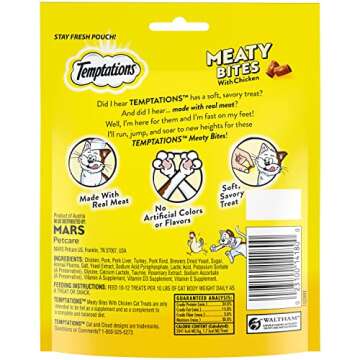 Temptations Meaty Bites Soft and Savory Cat Treats with Chicken, 4.12 oz. Pouch