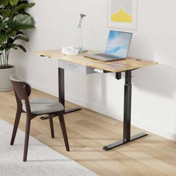 BANTI Adjustable Height Standing Desk with Drawers, 55x24 Inches Electric Stand Up Desk, Sit Stand H...