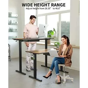 BANTI Adjustable Height Standing Desk with Drawers, 55x24 Inches Electric Stand Up Desk, Sit Stand Home Office Desk with Black Frame/Rustic Brown Top