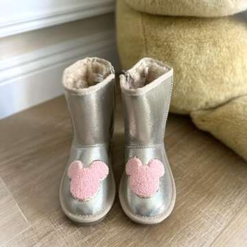 Gold Glitters & Pink Chenille Varsity Initial Patches, 3M Adhesive Sticker Iron On, 2.5" Height (Mickey)