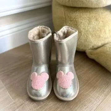 Gold Glitters & Pink Chenille Varsity Initial Patches, 3M Adhesive Sticker Iron On, 2.5" Height (Mickey)