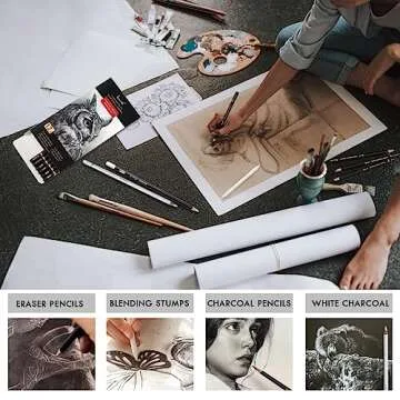 Brusarth Charcoal Drawing Set - Complete Kit for Artists and Students