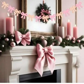 Pink Bow Garland for Birthday and Baby Shower Decorations