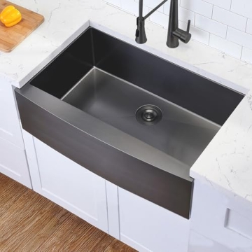 Hotis Black Farmhouse Sink - 33 Inch Apron-Front Stainless Steel Kitchen Sink