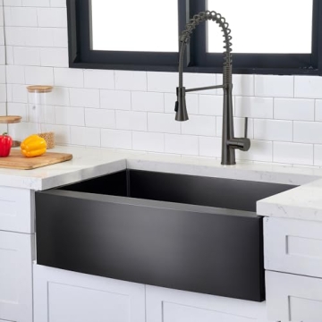 Durable Hotis Black Farmhouse Sink - Elegant Kitchen Upgrade