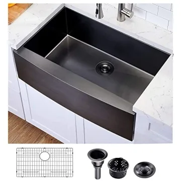 Durable Hotis Black Farmhouse Sink - Elegant Kitchen Upgrade