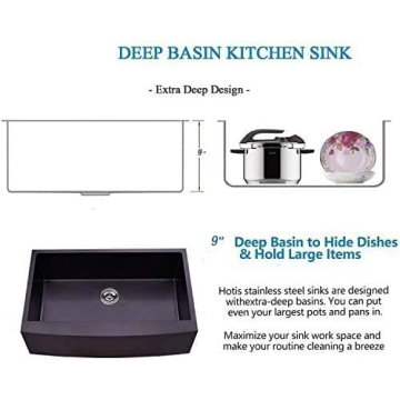 Durable Hotis Black Farmhouse Sink - Elegant Kitchen Upgrade