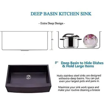 Durable Hotis Black Farmhouse Sink - Elegant Kitchen Upgrade